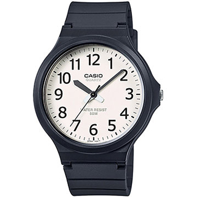 【CASIO 卡西歐】簡約指針設計時尚錶-白面x黑數字(MW-240-7BVDF)