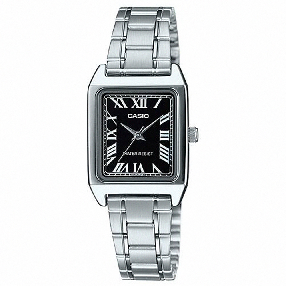 【CASIO 卡西歐】時尚羅馬不鏽鋼腕錶/銀x黑面(LTP-V007D-1B)