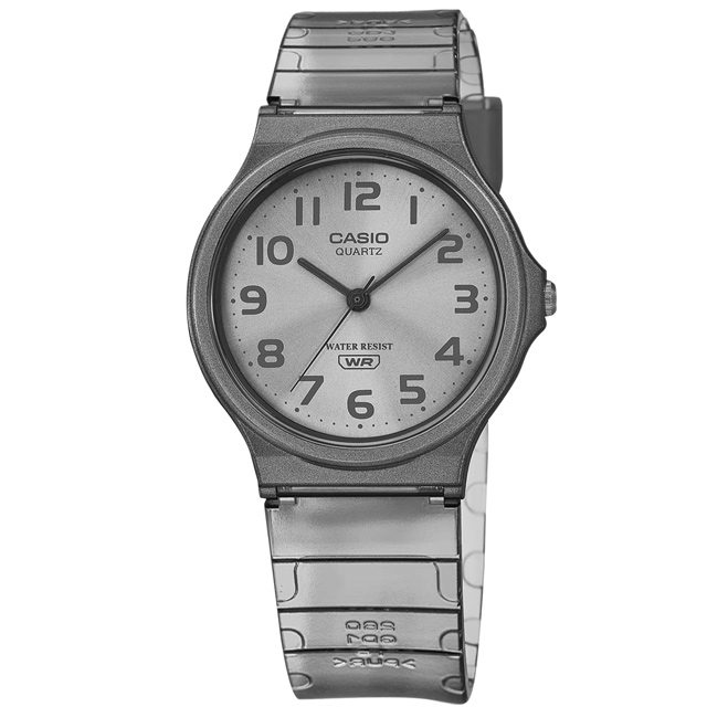 CASIO 卡西歐 / MQ-24S-8B / 簡約百搭 數字時標 日本機芯 橡膠手錶 半透明灰色 33mm