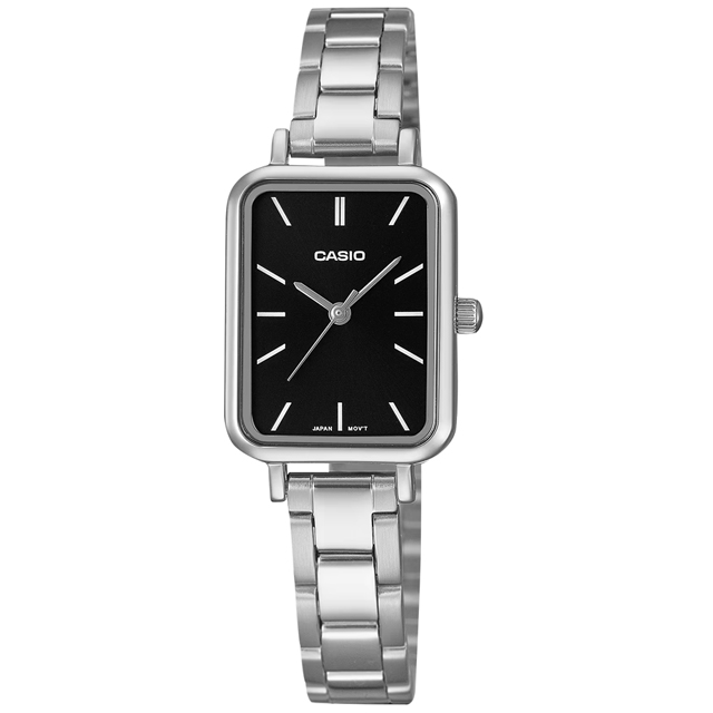 CASIO 卡西歐 / LTP-V009D-1E / 簡約三針 俐落百搭 復古方形 不鏽鋼手錶 黑色 21mm
