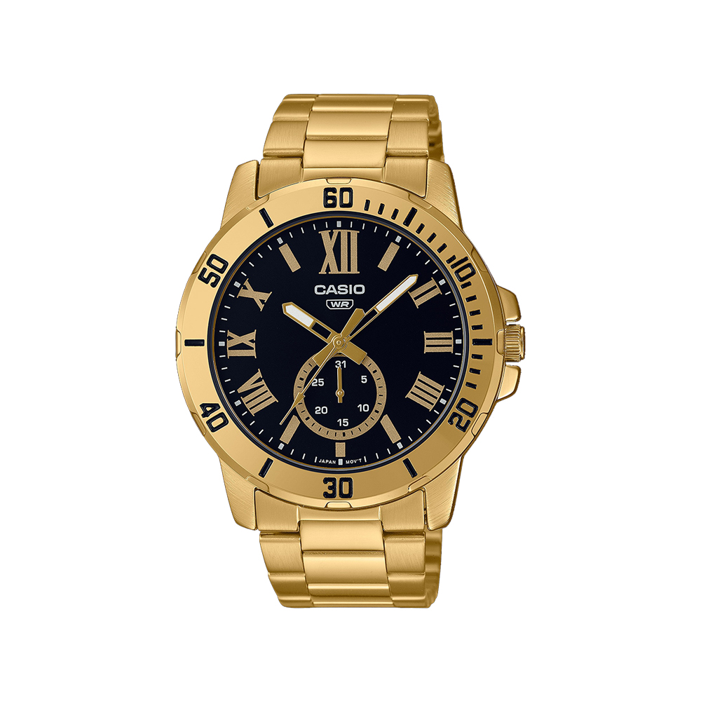 【CASIO 卡西歐】潮流時尚不鏽鋼三針腕錶羅馬數字MTP-VD200G