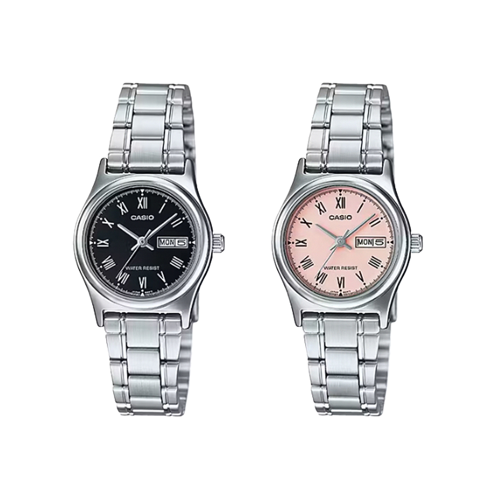 CASIO 卡西歐 LTP-V006D 簡約氣質 淑女 羅馬數字 小錶面 星期日期 不鏽鋼 手錶 25mm