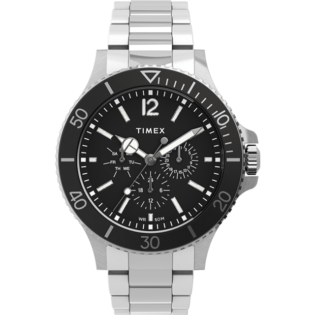【TIMEX】天美時 風格系列 三眼鋼帶經典紳士手錶 ( 黑 / 銀 TXTW2U13100)