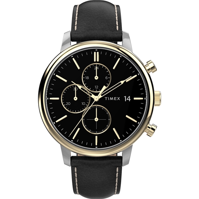 【TIMEX】天美時 風格系列 三眼雅仕手錶 ( 黑 /金銀 TXTW2U39100)