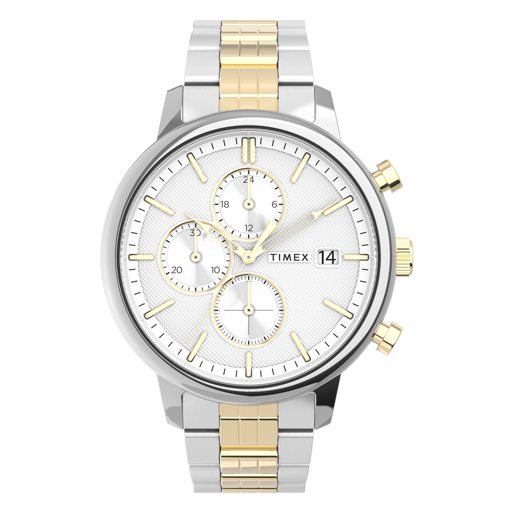【TIMEX】天美時 風格系列 三眼雅仕手錶 (銀x金 TXTW2V01800)