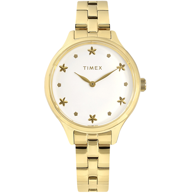 TIMEX 天美時 / TXTW2V23300 / 簡約風格 星光女孩 不鏽鋼手錶 白x鍍金 36mm