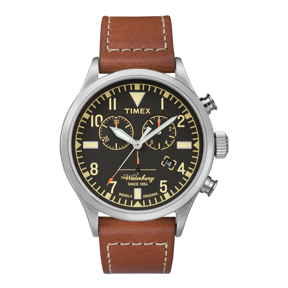 TIMEX 160周年刻劃時代計時皮帶腕錶-銀黑x卡其