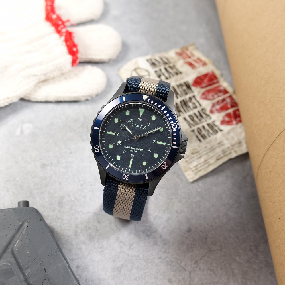 TIMEX 天美時 / TXTW2U90100 / 經典系列 復古潮流 防水100米 尼龍手錶 藍x黑框 41mm
