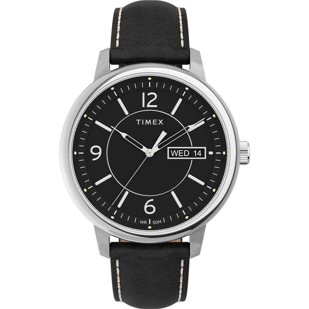 【TIMEX】天美時 風格系列 日期星期顯示 細緻紳士手錶 (銀x黑 TXTW2V29200)