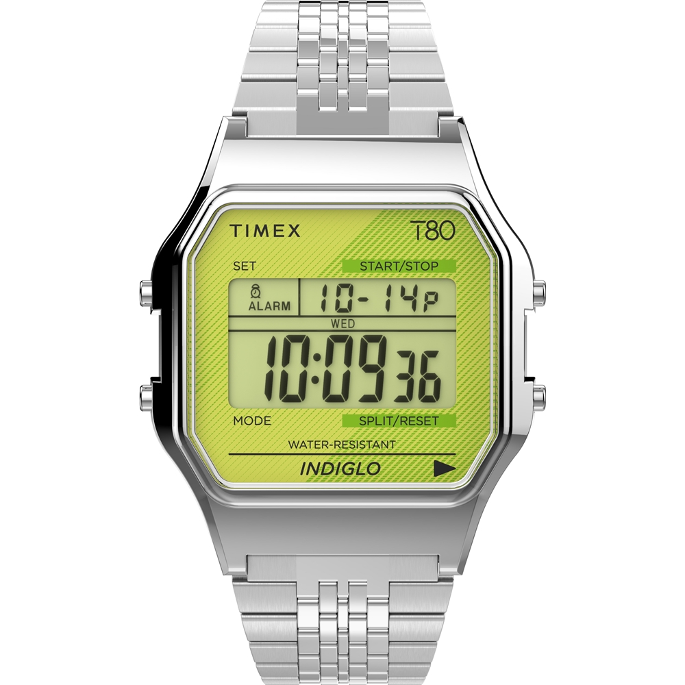 【TIMEX】天美時 T80電子錶 (銀x綠 TXTW2V19300)