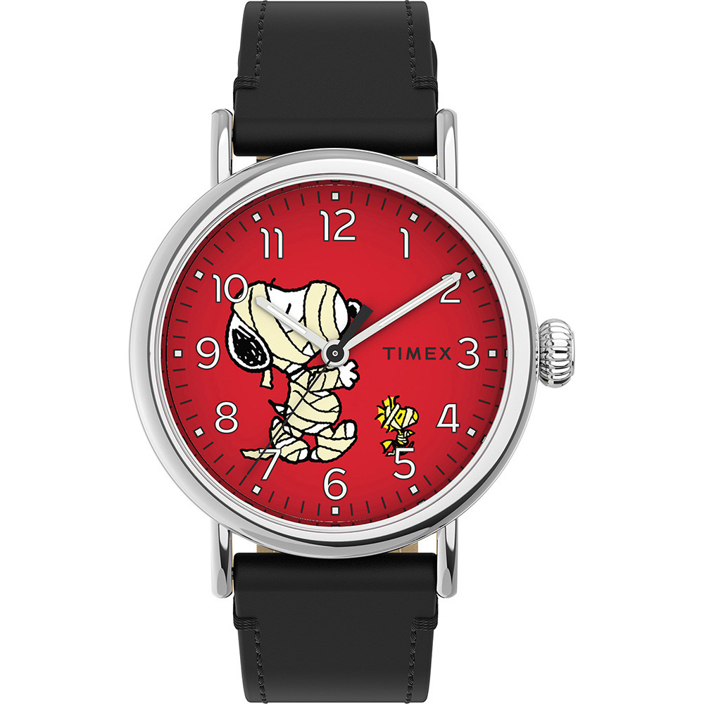 【TIMEX】天美時 x SNOOPY 限量聯名系列 可愛繃帶款手錶 -紅x黑/40mm (TXTW2U86000)