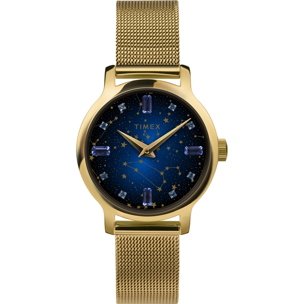 【TIMEX】天美時 星空系列 31毫米湛藍水晶漸層手錶 ( 金 TXTW2V51900)