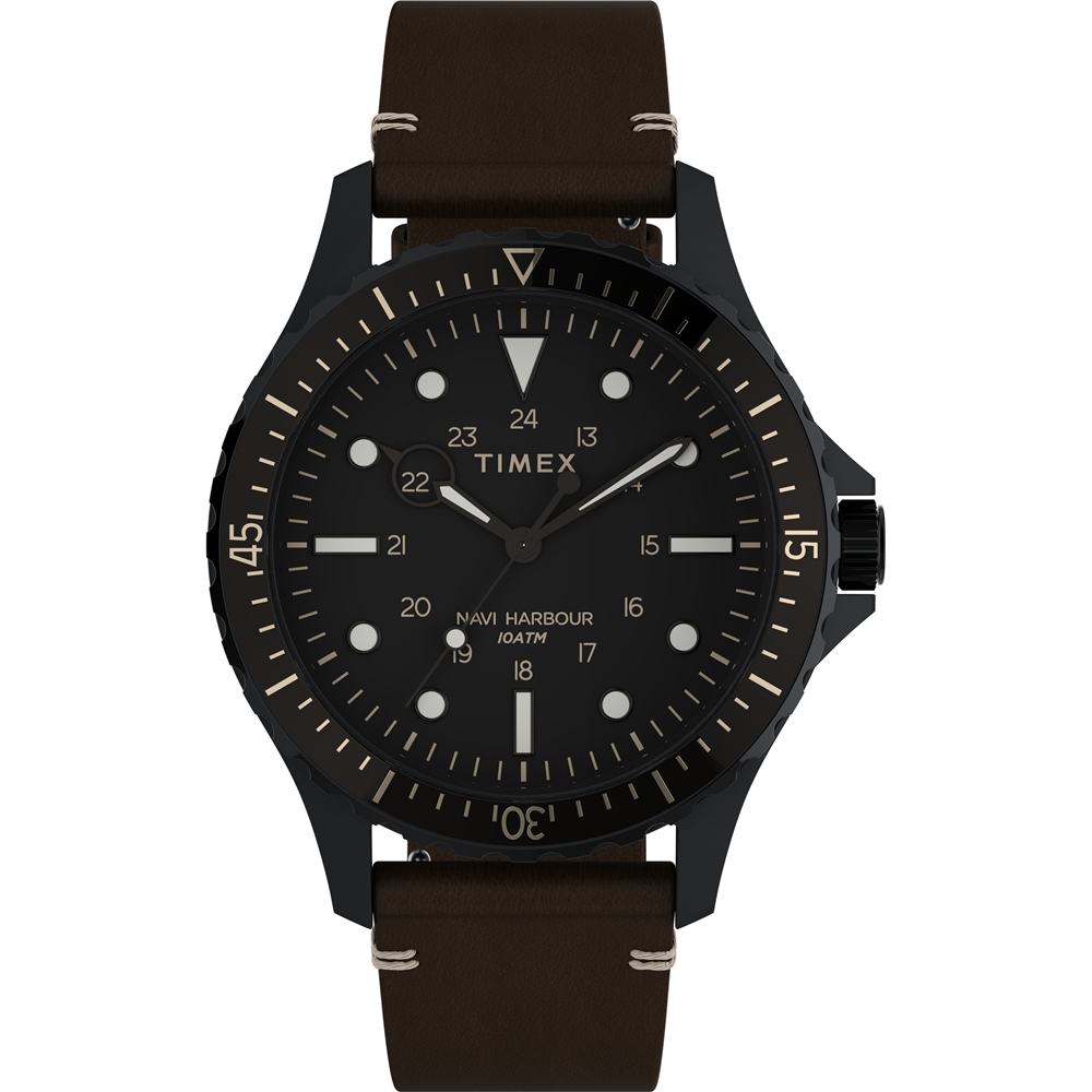 【TIMEX】天美時 Navi系列 41毫米旋轉頂環手錶 (黑x棕 TXTW2V45400)