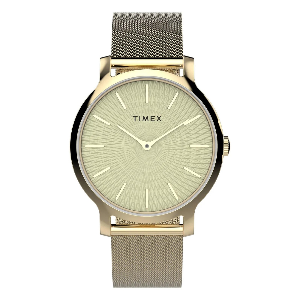【TIMEX】天美時 風格系列 34毫米超薄米蘭帶優雅手錶 (金TXTW2V92800)