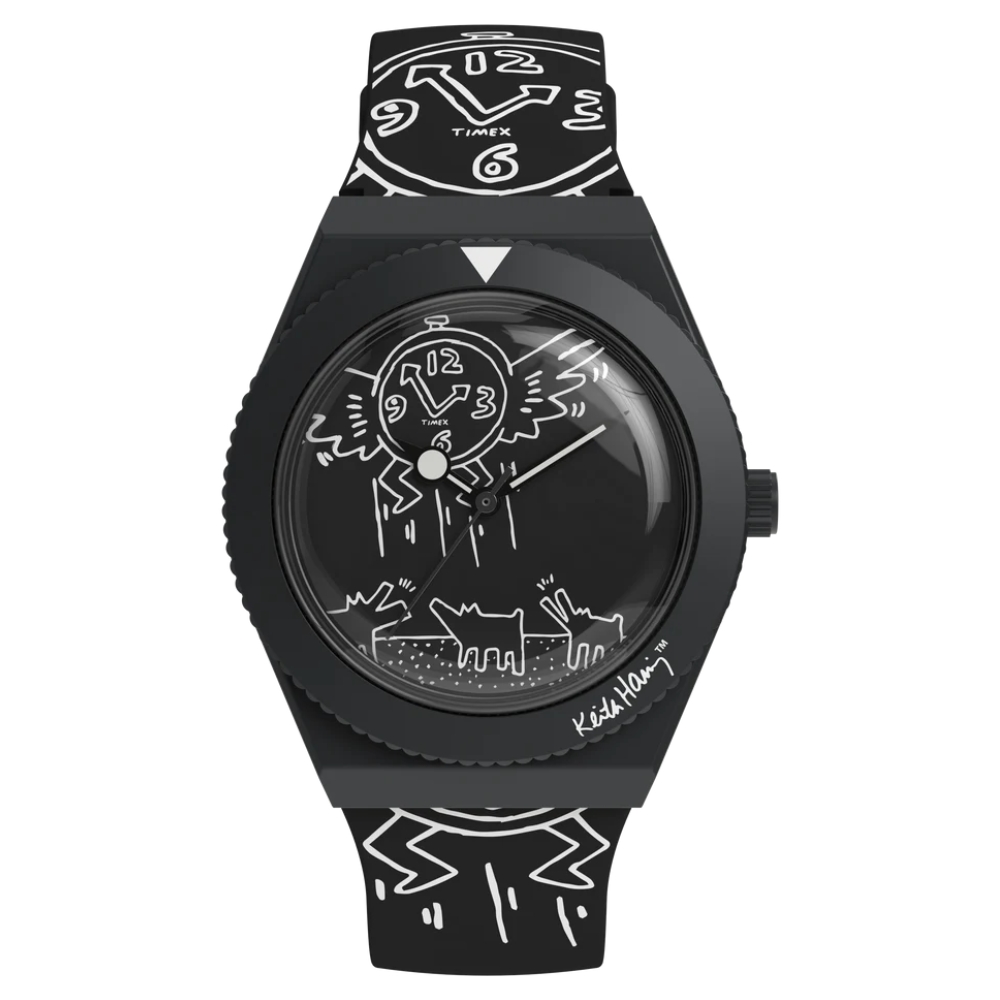【TIMEX】天美時 Q Timex x Keith Haring 38 毫米普普藝術風格手錶(黑TXTW2W25600)