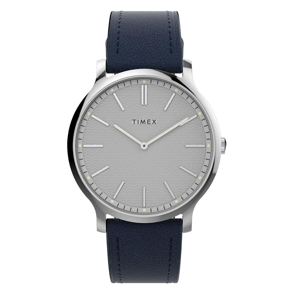 【TIMEX】天美時 Gallery 40毫米波紋錶盤 藝術腕錶(白x海軍藍TXTW2W43800)