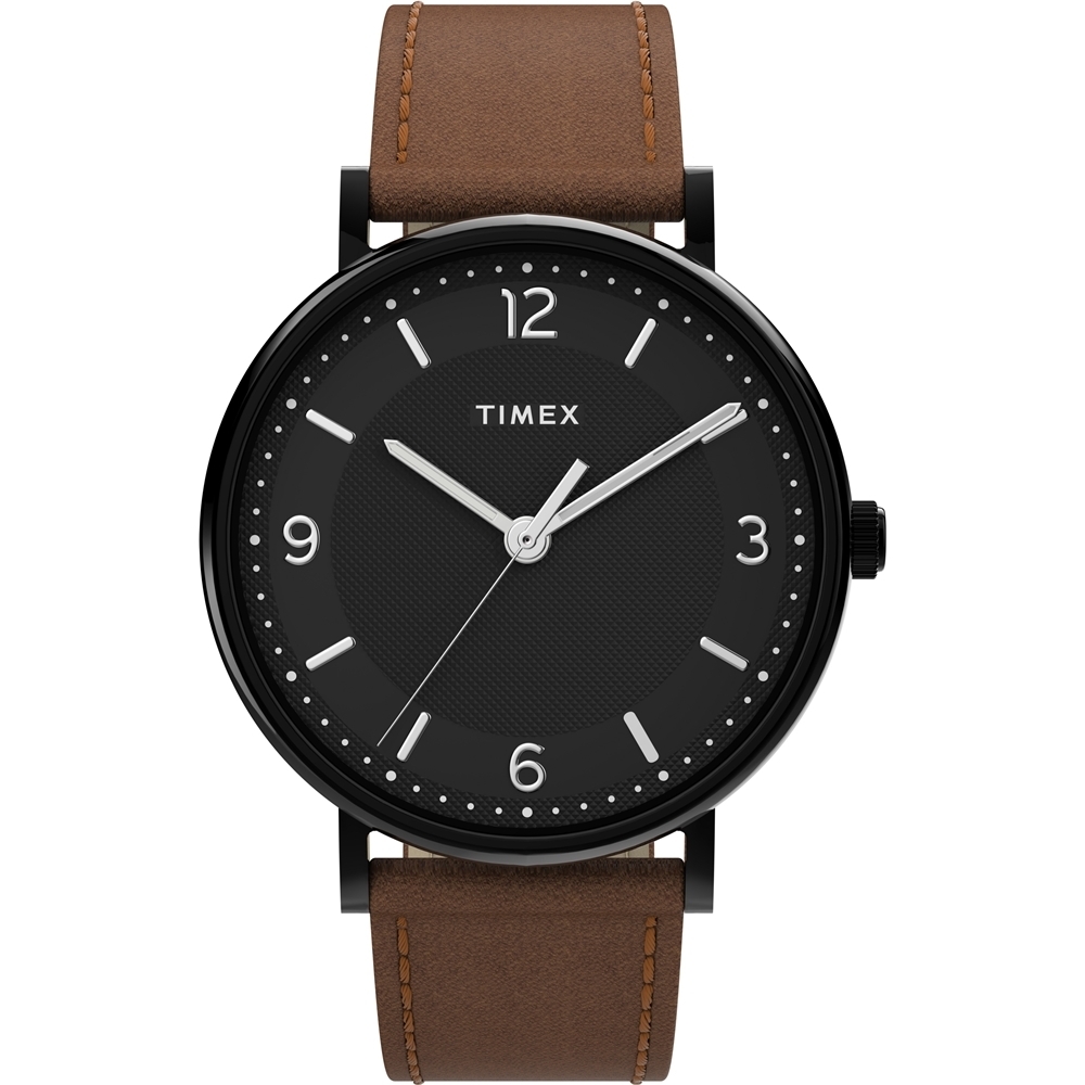 【TIMEX】天美時 風格系列 41毫米極簡手錶 ( 黑x棕 TXTW2U67400-1)