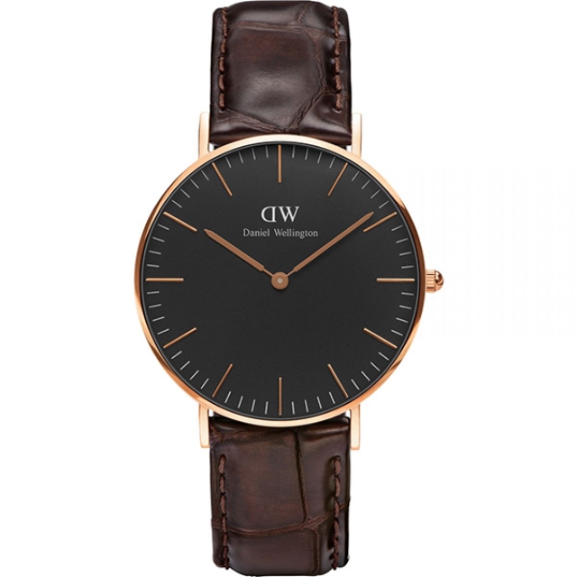 【Daniel Wellington】CLASSIC瑞典時尚品牌經典簡約真皮腕錶-棕咖棕x玫金-36mm/DW00100140