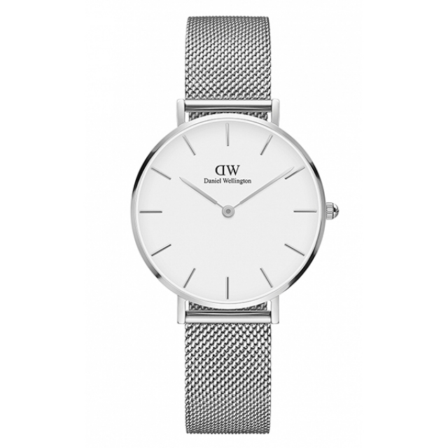 【Daniel Wellington】PETITE瑞典時尚品牌經典簡約米蘭腕錶-雪亮白x銀-32mm/DW00100164