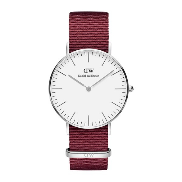 【Daniel Wellington】CLASSIC瑞典時尚品牌經典簡約尼龍腕錶-玫瑰紅x銀-36mm/DW00100272