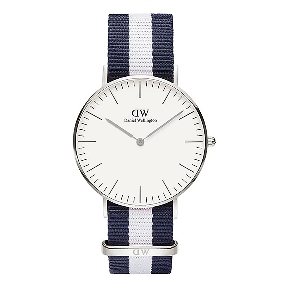 【Daniel Wellington】Classic Glasgow 36mm藍白織紋錶(DW00100047)