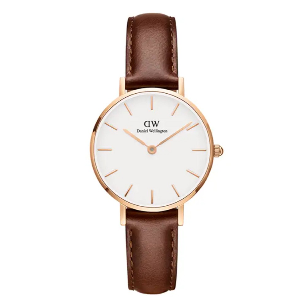 【Daniel Wellington】Petite St Mawes 28mm棕色真皮皮革錶(DW00100231)