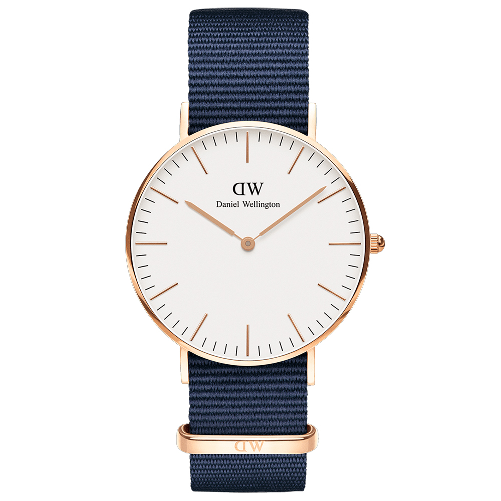 【Daniel Wellington】貝斯沃特午夜藍NATO錶帶石英腕錶-金框/36mm(DW00100279)