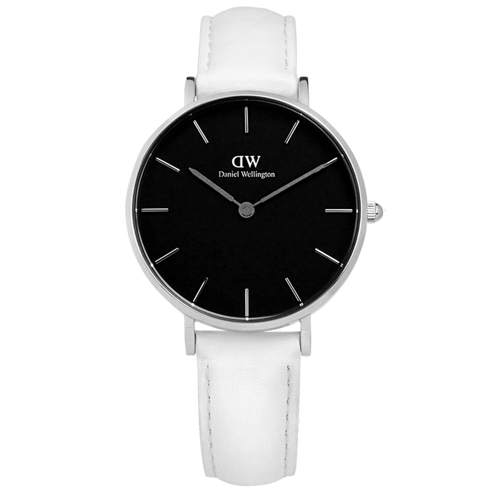 DW Daniel Wellington / DW00100284 / Classic Petite 真皮手錶 黑x白 32mm