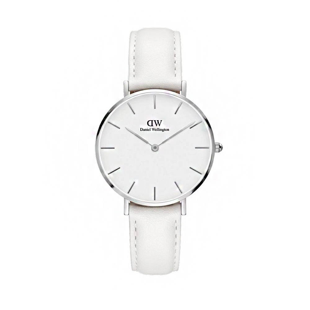 【Daniel Wellington】經典中的獨特時尚優質皮革腕錶-白/28mm-DW00100250