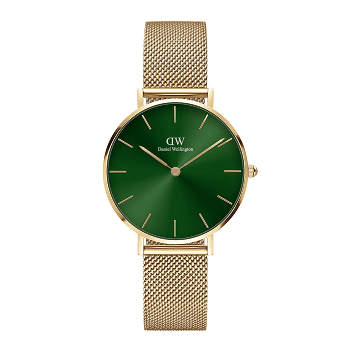 【Daniel Wellington】Petite 簡約時尚 DW00100480 米蘭錶帶女錶 綠/淺金 32mm