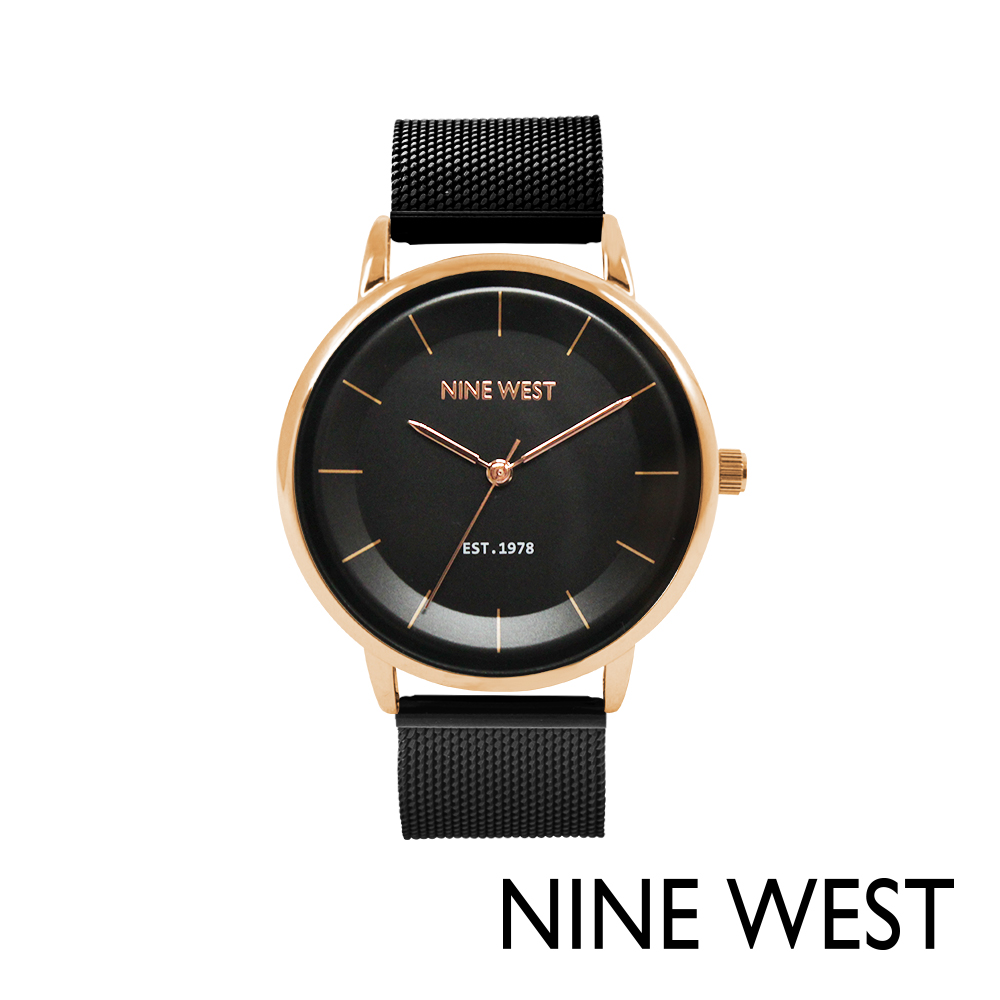 NINE WEST 簡約時尚腕錶/手錶38mm 黑麵金 NW24338