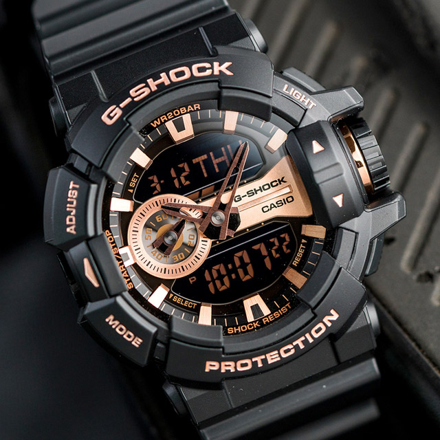 G-SHOCK 金屬光澤多層次錶盤設計腕錶-玫瑰金(GA-400GB-1A4DR)