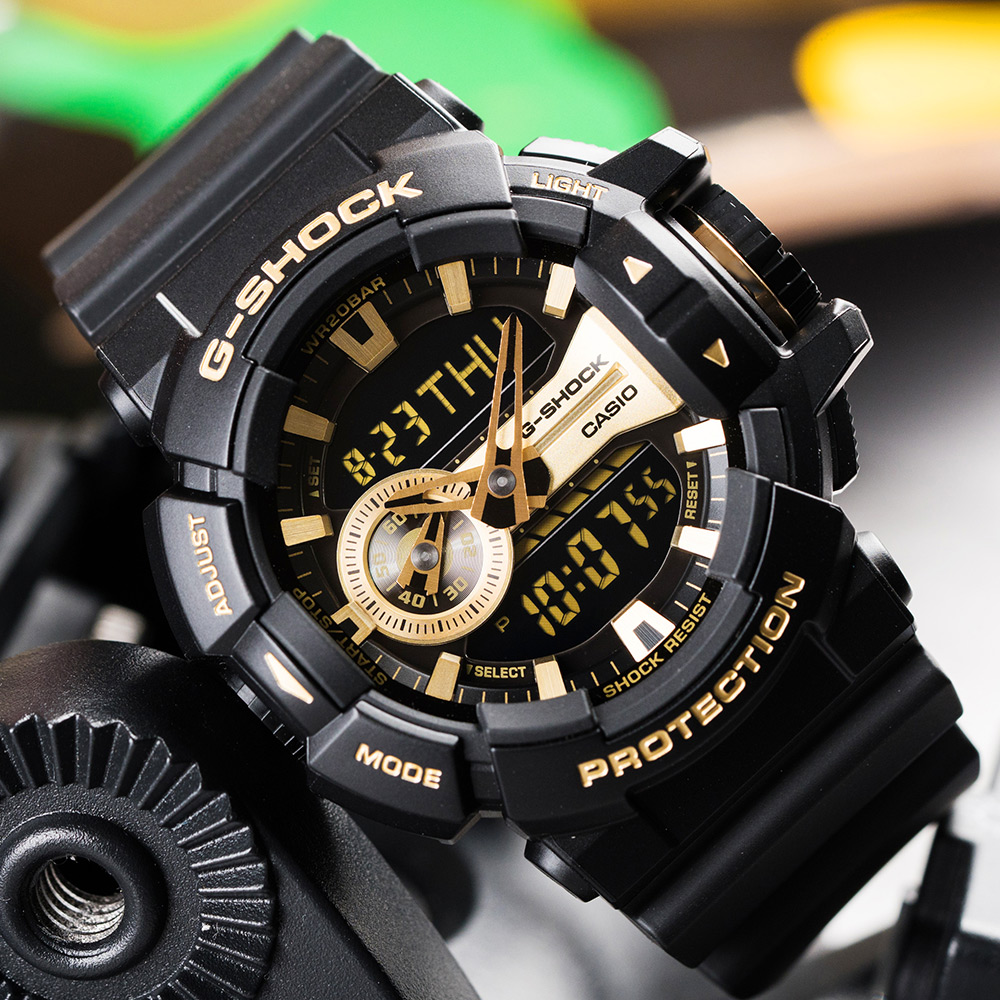 G-SHOCK 金屬光澤多層次錶盤設計腕錶-金面(GA-400GB-1A9DR)