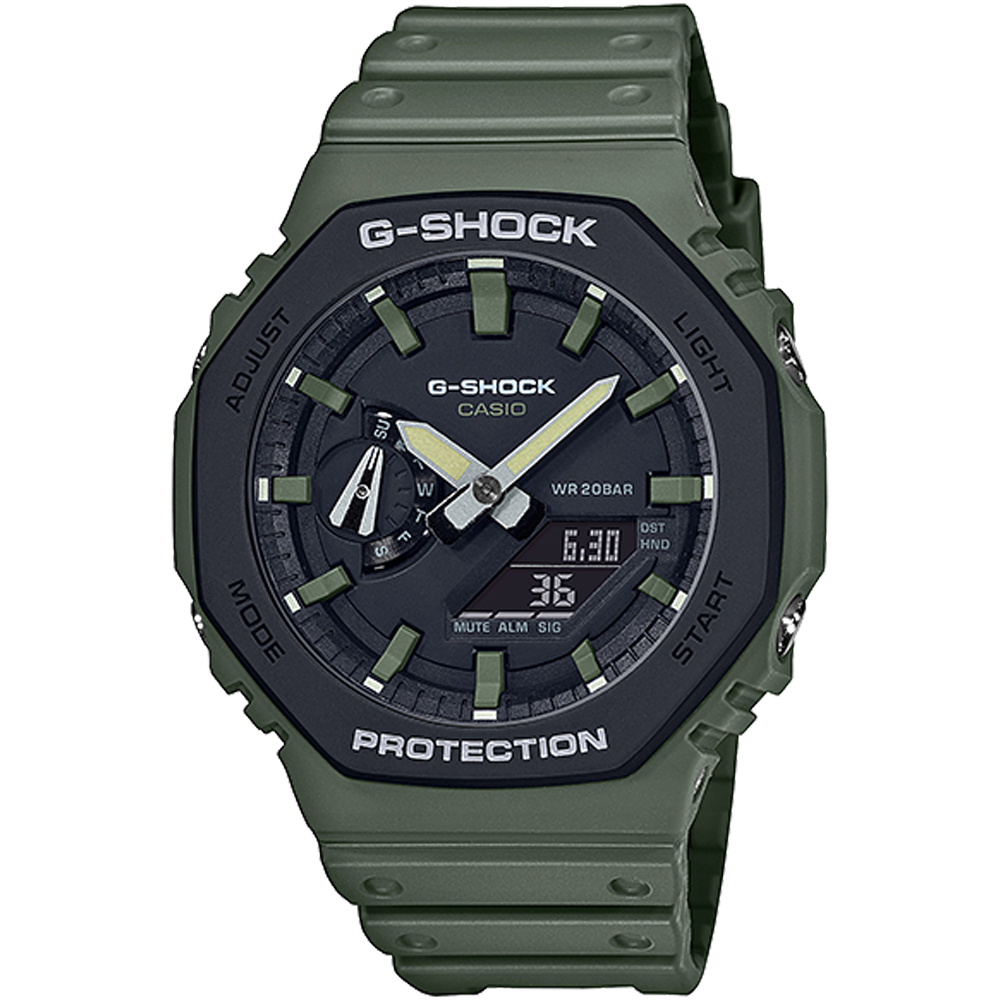 CASIO 卡西歐 G-SHOCK 街頭軍事系列八角電子錶-軍綠 GA-2110SU-3A