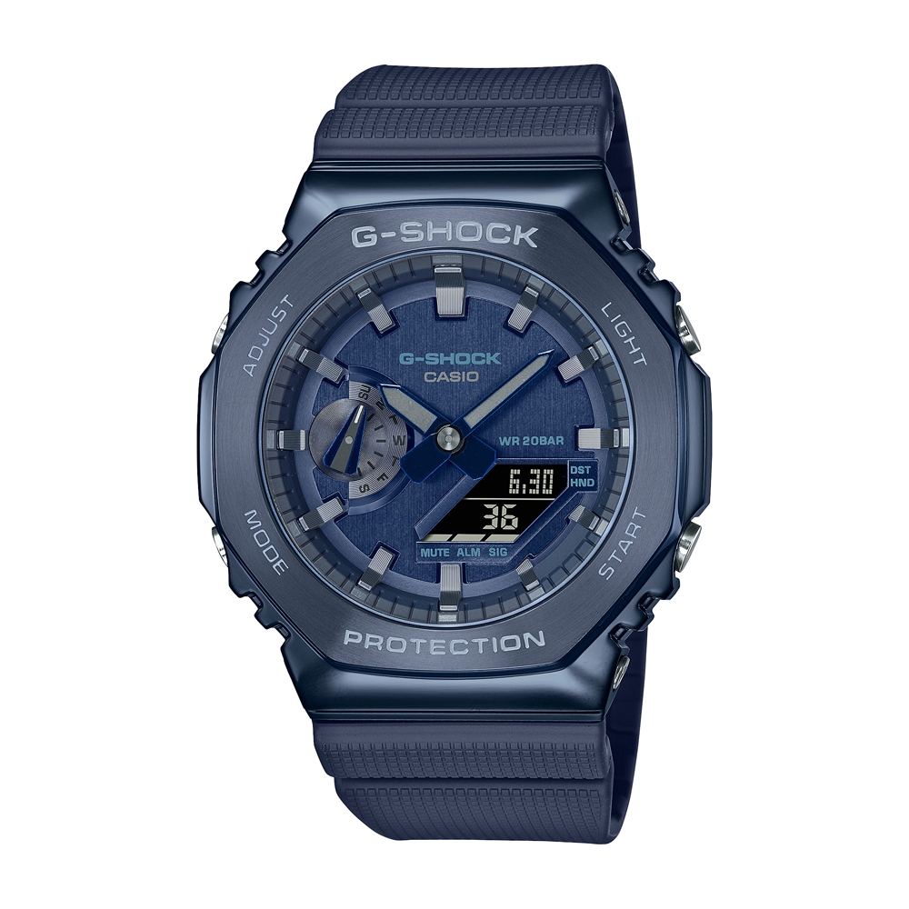 CASIO卡西歐 G-SHOCK/深海藍金屬錶殼八角型錶殼GM-2100N-2A/44.4mm