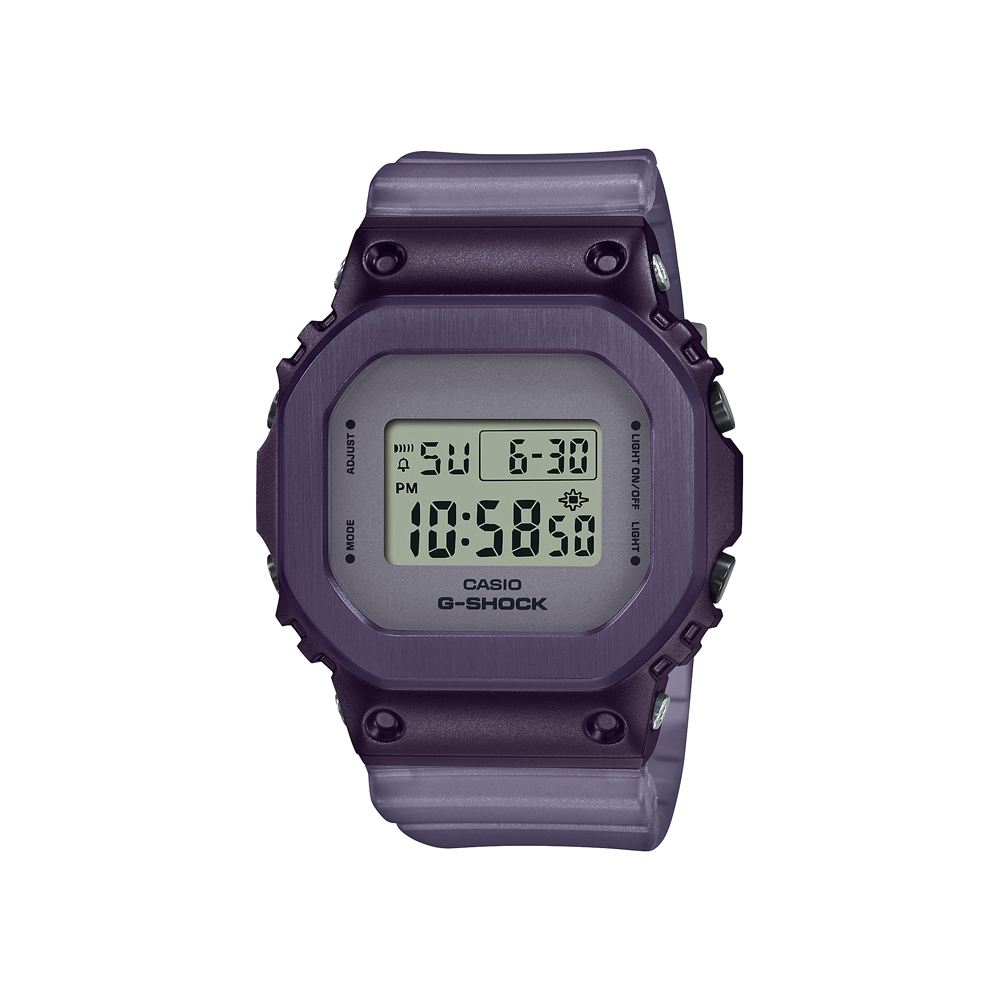 【CASIO】卡西歐 G-SHOCK系列 經典方型金屬錶殼 半透明錶帶 電子錶 (紫 GM-S5600MF-6)