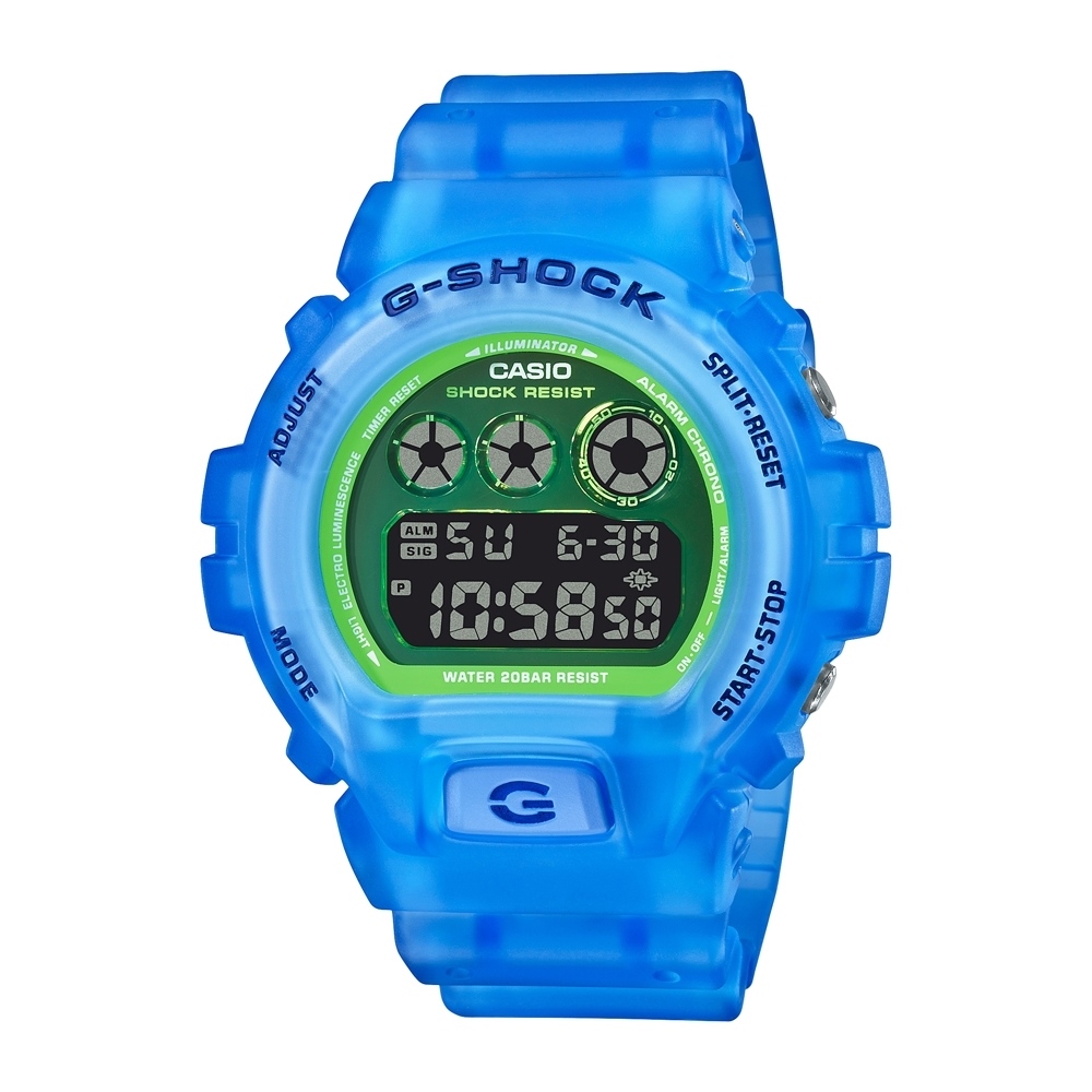 【CASIO】卡西歐 G-SHOCK系列 半透明果凍感電子錶 (藍 DW-6900LS-2)