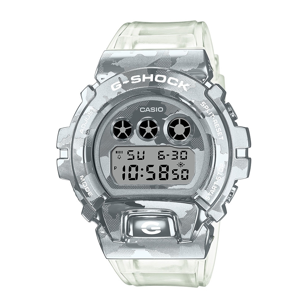 【CASIO】卡西歐 G-SHOCK系列 金屬迷彩半透明手錶 (白透 GM-6900SCM-1)