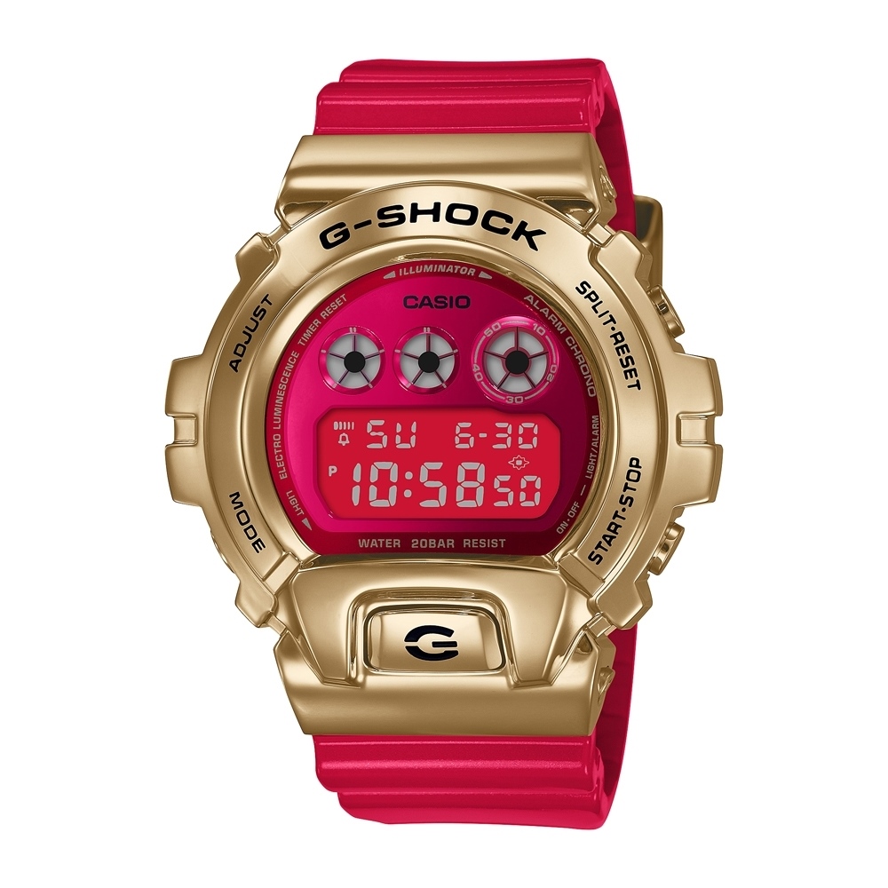 【CASIO 卡西歐】G-SHOCK 新年金牛限量款電子錶(金x紅 GM-6900CX-4)