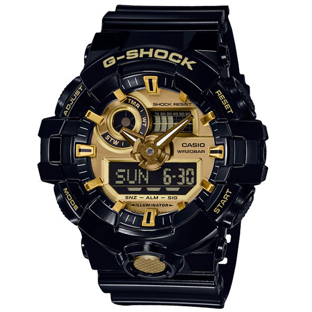 CASIO卡西歐 G-SHOCK ( GA-710GB-1A)絕對強悍金屬運動腕錶