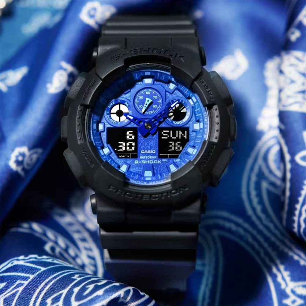 CASIO 卡西歐 G-SHOCK 藍色變形蟲系列手錶 GA-100BP-1A