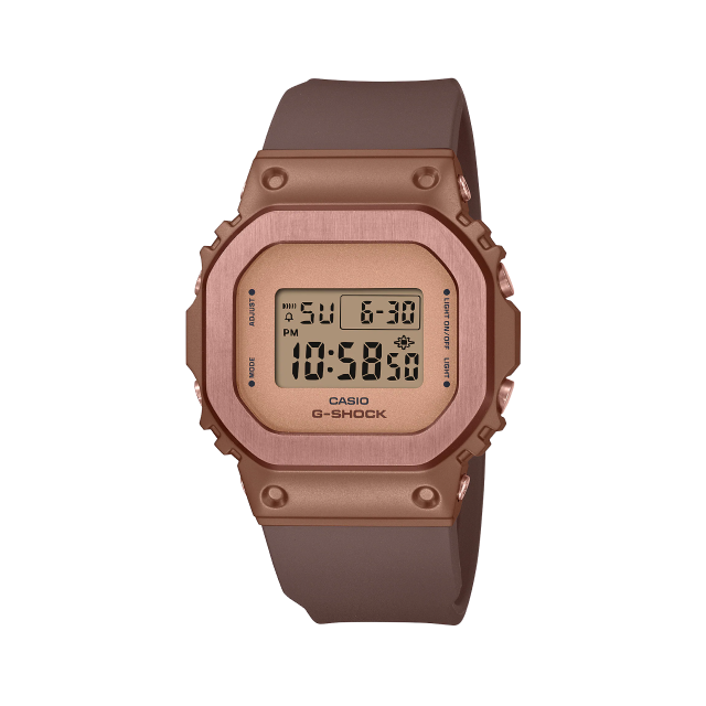 【CASIO G-SHOCK】玩美極致時尚金屬方形框數位運動腕錶-古銅棕/GM-S5600BR-5