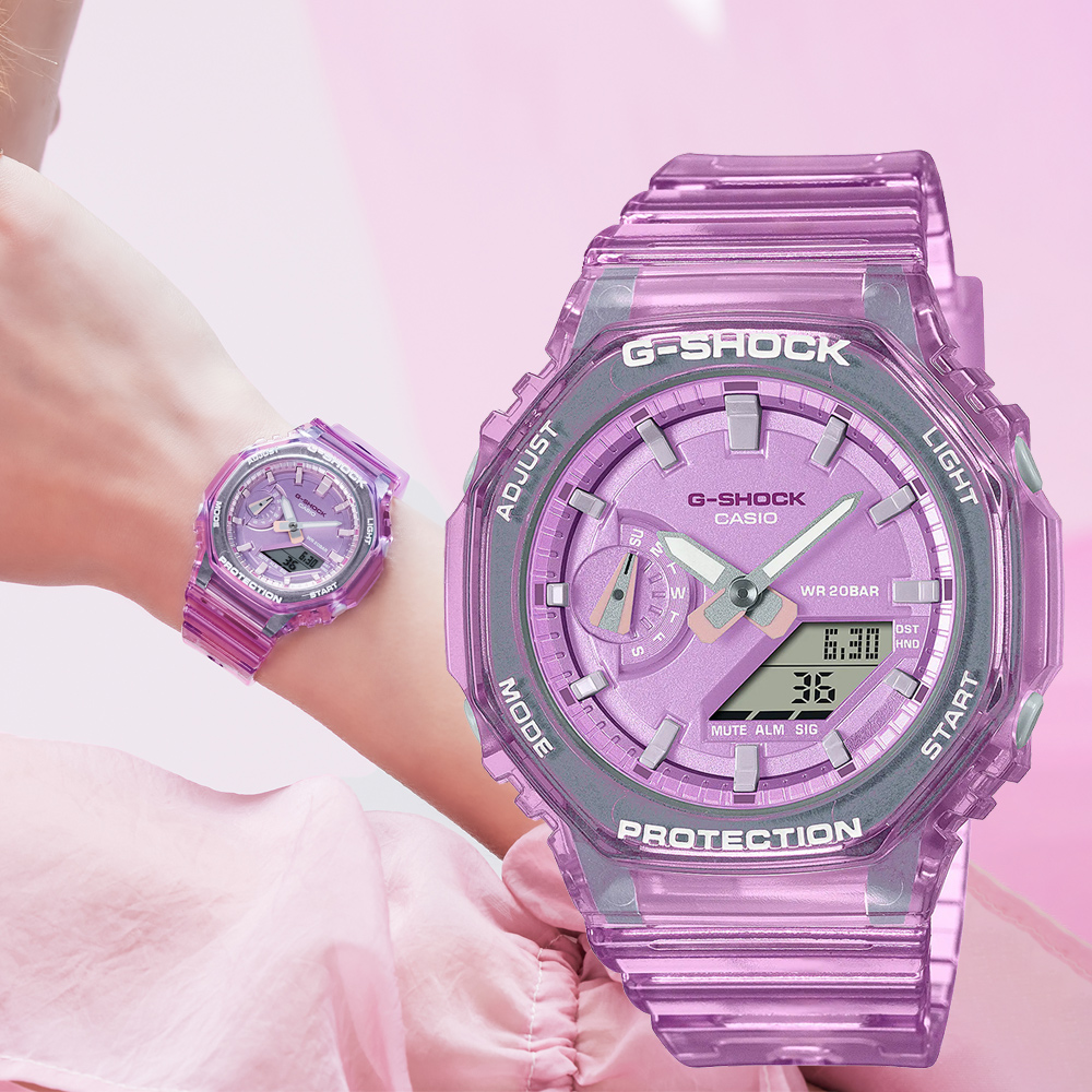 CASIO G-SHOCK 半透明系列農家橡樹計時錶/紫/GMA-S2100SK-4A