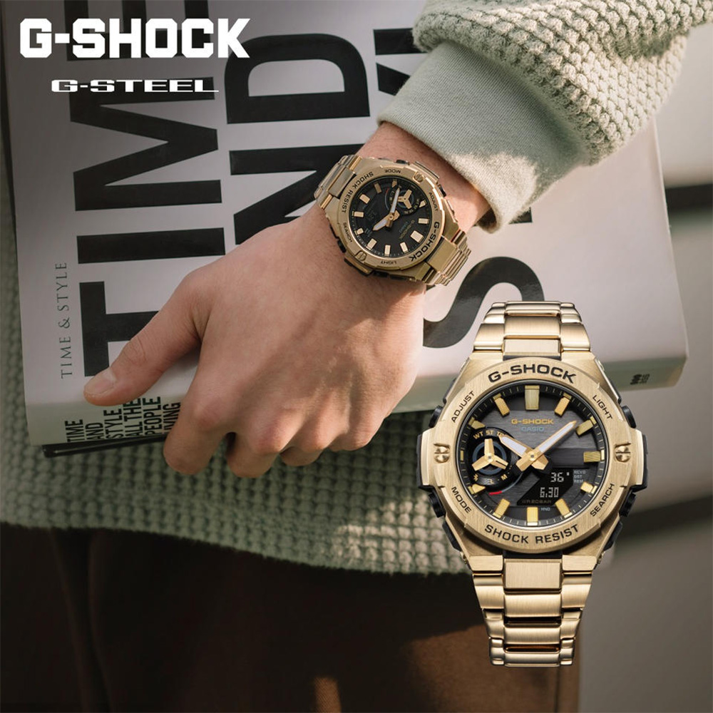 CASIO 卡西歐 G-SHOCK 太陽能電力藍芽 碳纖維核心防護構造手錶 GST-B500GD-9A
