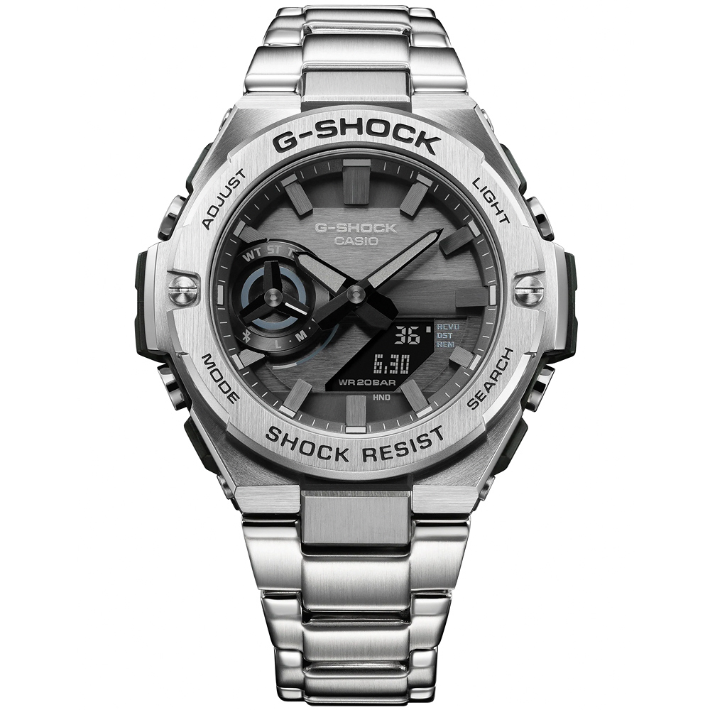 CASIO 卡西歐 G-SHOCK 太陽能 碳核心防護藍牙雙顯手錶 GST-B500D-1A1