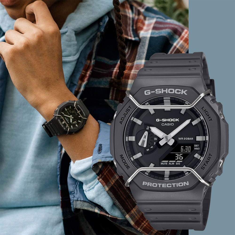 CASIO 卡西歐 G-SHOCK 啞光金屬雙顯手錶(GA-2100PTS-8A)