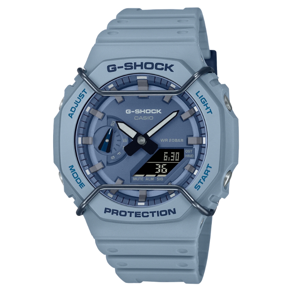 【CASIO 卡西歐】G-SHOCK 啞光金屬雙顯手錶 GA-2100PT-2A