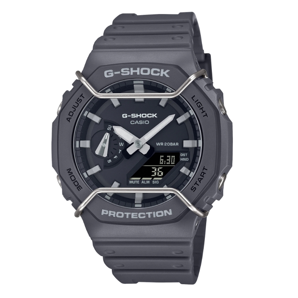 【CASIO 卡西歐】G-SHOCK 啞光金屬雙顯手錶 GA-2100PTS-8A