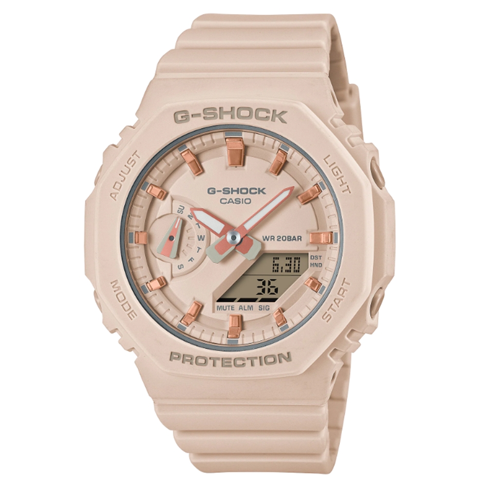 【CASIO 卡西歐】G-SHOCK 簡約輕薄 櫻花粉 八角形錶殼 GMA-S2100-4A_42.9mm