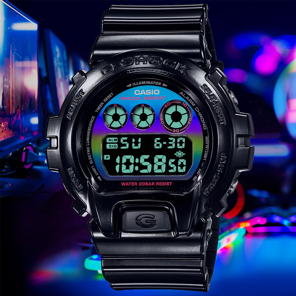 CASIO卡西歐 G-SHOCK 虛擬彩虹電子腕錶 DW-6900RGB-1